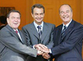 Schrder, Zapatero y Chirac, en el palacio de La Moncloa