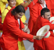 El tenista Rafael  Nadal durante el desfile de inauguracin