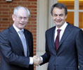 Zapatero y Van Rompuy, durante su encuentro en La Moncloa