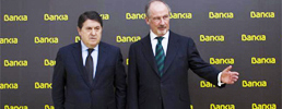 Jos Oliva y Rodrigo Rato, vicepresidente y presidente de Bankia respectivamente.