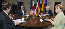 Reunin de Rajoy, Hollande, Monti y Merkel.