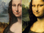 A la derecha la Gioconda de Leonardo, a la derecha la de su alumno.