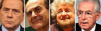 Berlusconi, Bersani, Grillo y Monti...