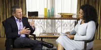 Lance Arsmtrong, durante un momento de la entrevista con Oprah Winfrey