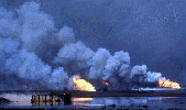Pozos de petroleo kuwaites incendiados por los iraques antes de la rendicin