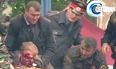 Imagen, tomada de la televisin, en la que aparece el presidente checheno en la parte inferior izquierda