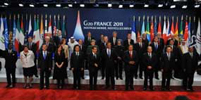 Foto de familia de la reunin de G20 en Cannes.