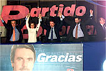Arenas, Ana Botella, Aznar, Rajoy y Rato, en el balcn de Gnova, agradeciendo el apoyo popular.